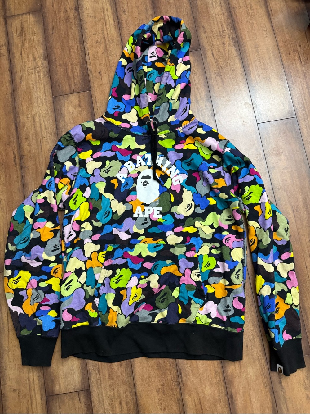 Bape Multicolor Camo Hoodie - Black Base with Bright Accents